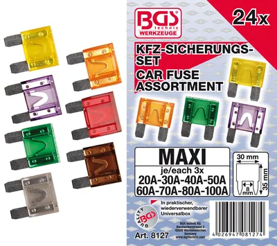 Image de BGS Assortiment de fusibles automobiles Maxi 24 pièces - 8127