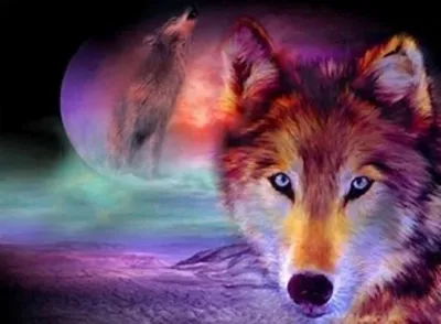Produktbild von Diamantmosaik: Wolf im Vollmond, 30x40 cm, kreative Diamanten