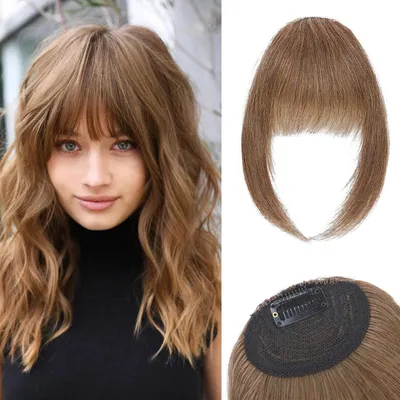 Immagine prodotto di Clip per extension di capelli veri da donna, frangia curva con ciuffi laterali, 14g, biondo chiaro #6