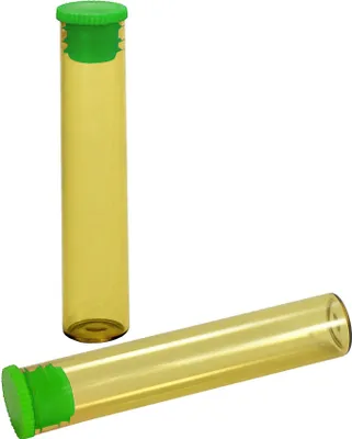 Produktbild von 100 Stück Flachbodengläser braun 50 x Ø10mm mit grünem Stopfen