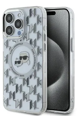 Produktbild von Karl Lagerfeld Iml Monogramm Karl & Choupette Kopf Magsafe Fall für Iphone 15 Pro - Transparent