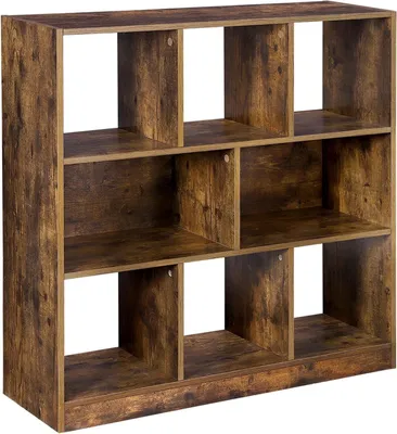 Image de WoodVASAGLE Bibliothèque avec compartiments ouverts pour salon, chambre, bureau, cloison 97,5 x 30 x 100 cm, Brun rustique