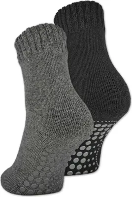 Produktbild von 2 I 4 I 6 Paar ABS Socken Herren Damen Anti Rutsch Socken mit Wolle 21463 - 2 Paar Schwarz/Anthrazit 39-42