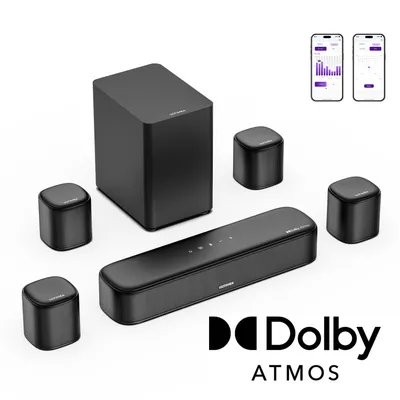 Produktbild von ULTIMEA 7.1ch Dolby Atmos Soundbar mit Subwoofer für TV, Surround Sound System für Heimkino, App Steuerung, 4 Surround Lautsprechern, verstellbarem EQ