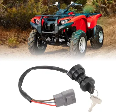 Image de Interrupteur d'allumage ATV à 3 fils avec clé, démarreur à puissance stable pour Grizzly 700 YFM700 2007 2008