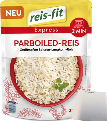 Produktbild von Reis-Fit Express Langkorn Parboiled Reis (250g Packung) + usy Block