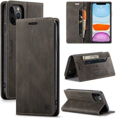 Produktbild von iPhone 11 Pro Brieftasche Hülle, Retro Kunstledertasche Stand Schutzhülle für iPhone 11 Pro Kupfer