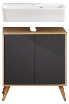 Produktbild von BadeDu MINHO SET 60 cm in Anthrazit  Modernes Badmöbel-Set im skandinavischen Stil, Ideal für zeitlose Badeinrichtungen
