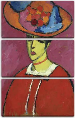 Produktbild von Leinwandbild 3-teilig (80x120cm): Alexej von Jawlensky - Schokko mit Tellerhut, echter Holz-Keilrahmen inkl. Aufhänger, handgefertigt in Deutschland