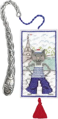 Produktbild von Le Bonheur des Dames Lesezeichen Kreuzstich Stickpackung  "Matrosenkatze", Zählmuster, 4x8cm