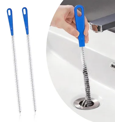 Produktbild von Abflussbürste Rohrreiniger Abflussreiniger - Set mit 2 Stück - 60 cm - Edelstahl - Nylonborsten