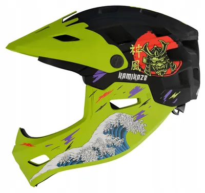 Produktbild von Kamikaze Kinnschutzhelm Ronin Wave Green L 2in1 mit abnehmbarem Kinnbügel für E-Scooter, MTB & Offroad