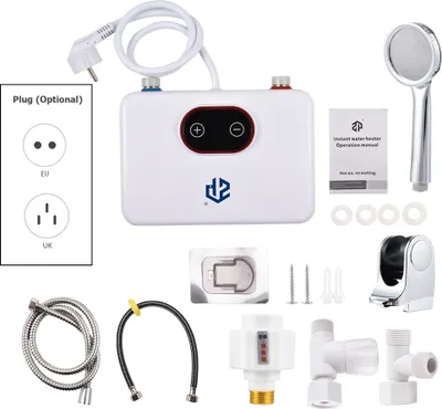 Produktbild von 5,5 kW Durchlauferhitzer, elektrisch, 220 V, LED-Digitalanzeige, On-Demand-Warmwasserbereiter, ueberhitzungsschutz, 30šC55 Grad Celsius, elektrischer Durchlauferhitzer, Kueche, Badezimmer, Bad, Dusche