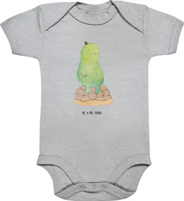 Produktbild von Mr. & Mrs. Panda Einteiler Schildkröte Pause 3. - 6. Monat - Heather Grey - Geschenk, Strampler Baby, Entspannen, sitzen, Kurzarmbody, glücklich, babykleidung body