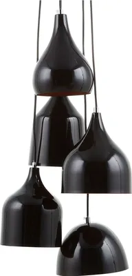 Produktbild von BELIANI Hängeleuchte Schwarz und Orange Metall 5-flammig mit verschiedenen Schirmen in Glockenform Minimalistisches Design