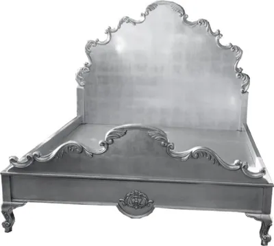 Produktbild von Casa Padrino Luxus Barock Doppelbett Silber - Prunkvolles Massivholz Bett mit Kopfteil - Schlafzimmer Möbel im Barockstil - Edel & Prunkvoll