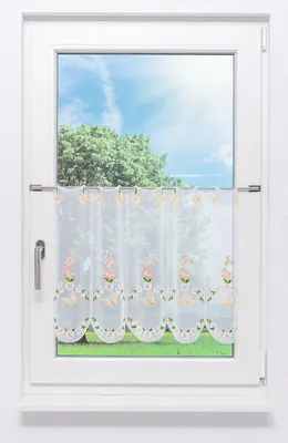 Produktbild von Scheibengardine Plauener Spitze - Frühjahr (Bx H) 65.20cm * 49cm Gelb/gelborange