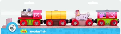 Produktbild von BigJigs Holzeisenbahn Farmyard - Bauernhof Spielzeug Zugset