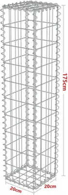 Produktbild von Gabionenzaun » Gabionen-Steinsäule Eckig Dekorative Gabionen Säule für den Außenbereich Drahtstärke: 4mm, Inkl. Distanzhalterung« 20cm x 20cm x 175cm