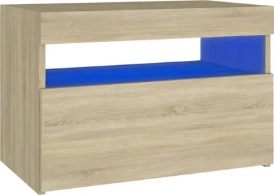Image de Table de nuit avec lumière LED Matériau dérivé du bois