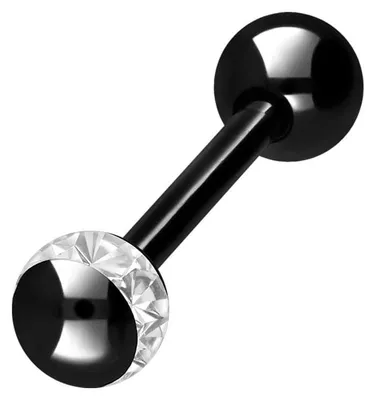 Produktbild von Zungenpiercing, Intim-Piercing Chirurgenstahl Barbell EPOXY-RING- + CHIRURGENSTAHL-KUGEL Schwarz Stablänge: 12mm