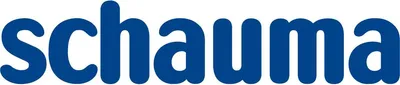 The image shows the brand name 'schauma' in large blue letters on a white background.