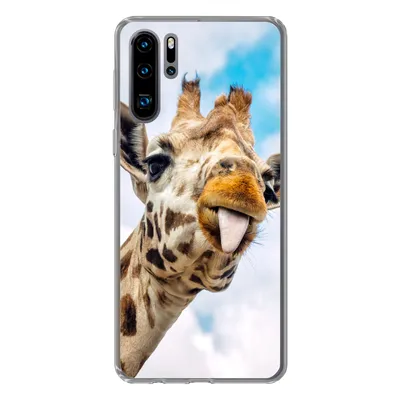 Produktbild von MuchoWow® Handyhülle Schutzhülle Hülle für Huawei P30 Pro Giraffe - Lustig - Zunge - Kinder - Jungen - Mädchen - Kind Silikon Softcase Handy Hülle - Schutzdeckel