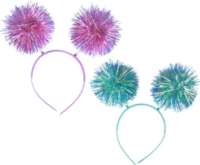 Produktbild von Kinder Karneval Stirnband mit glitzernden Pom-Poms an Federn