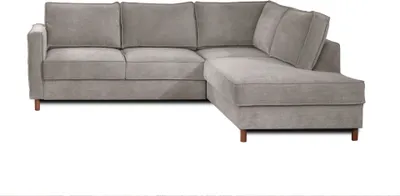 Produktbild von Lisa Design JAKE - Ecksofa mit Schlaffunktion - 5-Sitzer - aus Samt - rechts , Hellgrau