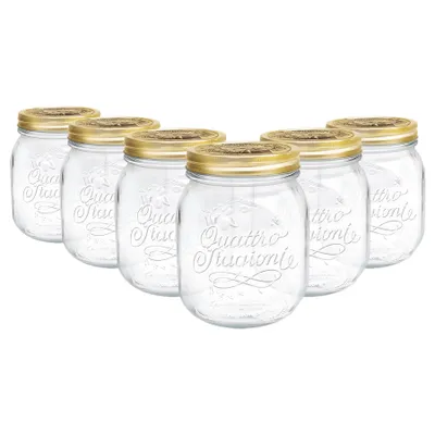 Produktbild von Bormioli Rocco Quattro Stagioni Glas Vorratsgläser - Traditionelle KÃ1/4che Lebensmittel Kanister mit Schraubdeckel - 700ml - Packung mit 6