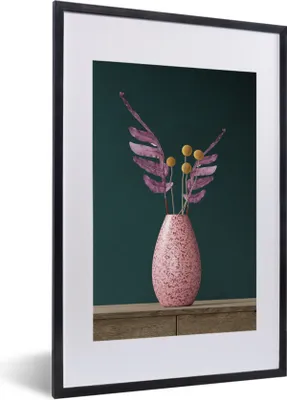 Produktbild von MuchoWow® Gerahmtes Poster Stillleben - Pflanzen - Vase 40x60 cm - Poster mit Schwarzem Bilderrahmen Wandposter Rahmen Foto Bilder - Poster in Rahmen