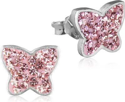 Produktbild von LUISIA® Ohrringe Schmetterling Premium Kristallen - 925 Sterling Silber - Rosa