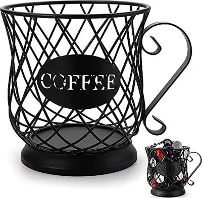 Produktbild von Kaffeekapselkorb, Kaffee Pod Halter Korb, Kaffee Kapsel Lagerung Korb, Kaffeekorb, Kaffeepadständer, Halter für Kaffeekapseln, Zur Aufbewahrung Von Kaffeekapseln Und Früchten, Schwarz (A)