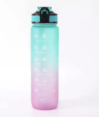 Produktbild von Trinkflasche mit Zeitmarkierungen und Fruchtfilter, 1 Liter, BPA-frei, für Sport und Alltag