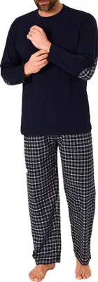 Produktbild von Herren Schlafanzug Pyjama lang mit Flanell Hose - auch in Übergrößen - 222 101 10 851 ; navy , 56