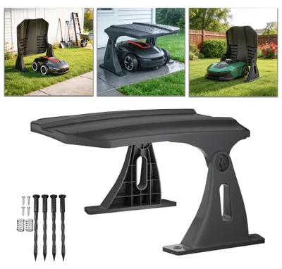 Produktbild von YARDIN Mähroboter Garage ABS – Stabil mit 4 Bodenankern, wetter- & UV-beständig, belüftetes Design mit Klappdeckel, Schutz vor Regen & Feuchtigkeit