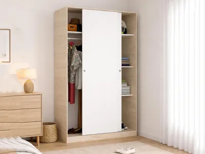 Image de Alyson - Armoire 2 Portes, 120x204h cm Blanc Brillant, Penderie