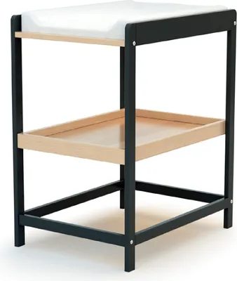 Produktbild von AT4  Wickeltisch aus Holz mit 1 Ablage LIMA Graphitgrau und lackierte Buche