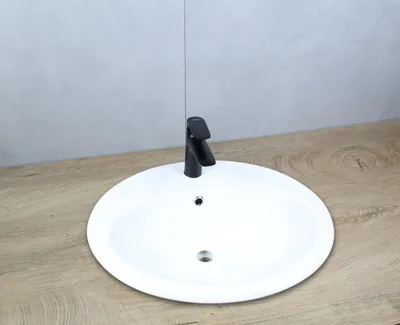 Produktbild von Keramik Waschbecken oval 570x485x195 mm weiß mit Überlauf Einbauwaschbecken ohne Zubehör
