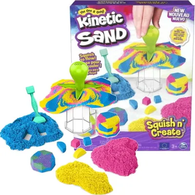 Produktbild von Kinetic Sand Squish N’ Create Set, Kinetischer Sand für Kinder, 3 Jahr(e), Blau, Pink, Gelb