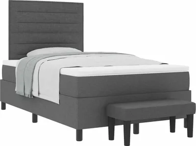 Zdjęcie produktu dla Łóżko sprężynowe z poduszką Ciemnoszary 120 x 200 cm tkanina
