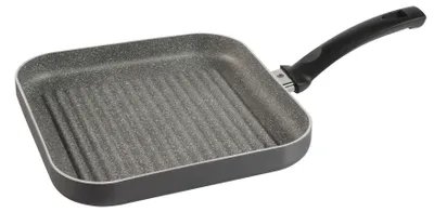 Grillpfanne, antihaftbeschichtet, 27 cm, grau, Aluminium