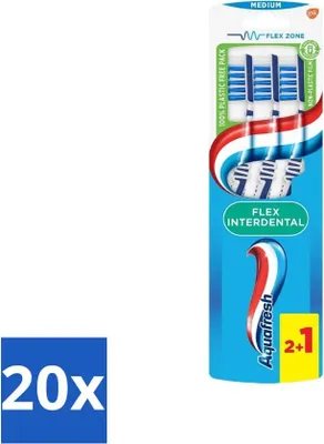 Image de Brosse à dents Aquafresh Flex Interdental Medium, 3 pièces - Pack avantage - 20 pièces