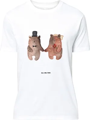 Produktbild von Mr. & Mrs. Panda Größe L T-Shirt Bär Heirat - Weiß - Geschenk, mit Spruch, Tshirt, Teddy, Verheiratet Heirate Hochzeit Hochzeitsgeschenk Hochzeitspaar, Shirt