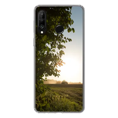 Produktbild von MuchoWow® Handyhülle Schutzhülle Hülle für Huawei P30 Lite Traktor - Bauernhof - Sonne Silikon Softcase Handy Hülle - Handyhülle
