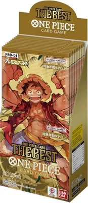 A product box for a One Piece card game booster pack.