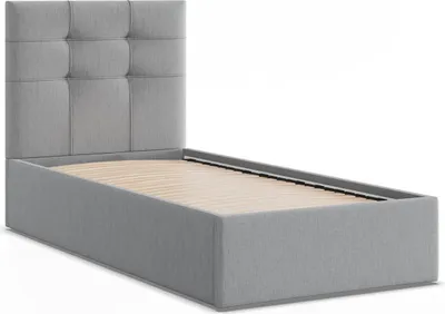 Produktbild von Polsterbett SORIA 90x200 ohne Bettkasten mit Holzlattenrost, Einzelbett mit Kopfteil Grau Geflecht