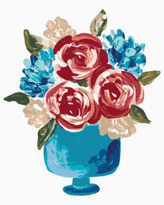Produktbild von Zuty - Malen nach Zahlen - ROTE BLUMEN IN EINER VASE (HALEY BUSCH), 40x50 cm, ohne Keilrahmen