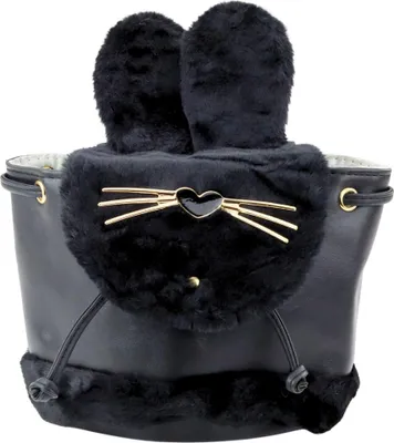 Produktbild von Plüsch-Kinderrucksack Ohren Verstellbarer Gurt Schwarz 22Cm 4L