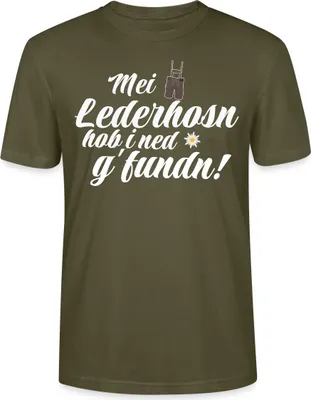 Produktbild von Spreadshirt Bayern Lederhose Ersatz Volksfest Trachtenshirt Uni Bio T-Shirt, S, Khaki